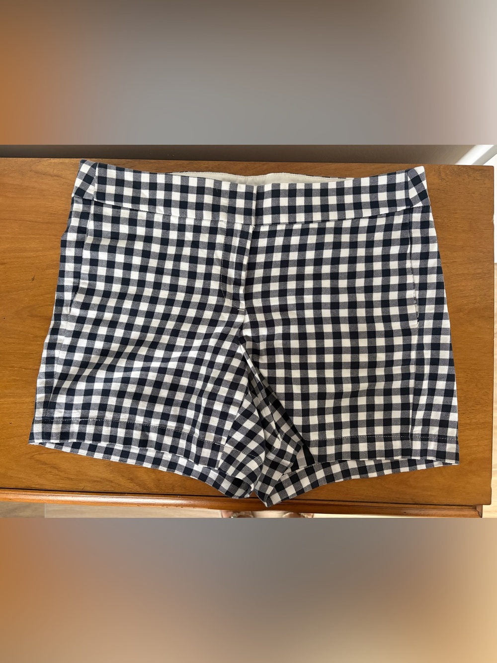 J. Crew Navy and White Gingham Bermuda Shorts
